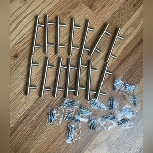 Lot of 14 T Bar Pull Handle Cabinet Door Kitchen Drawer Hardware Brass